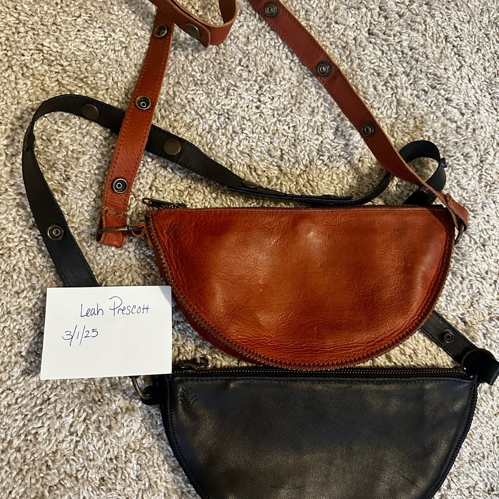 Lyons Leather Co Bee Pouches Cognac & Black Original Style convertible crossbody